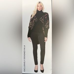 Max Sport Camel Black Rust Burt Orange Open Front  Cardigan Sweater S/M …